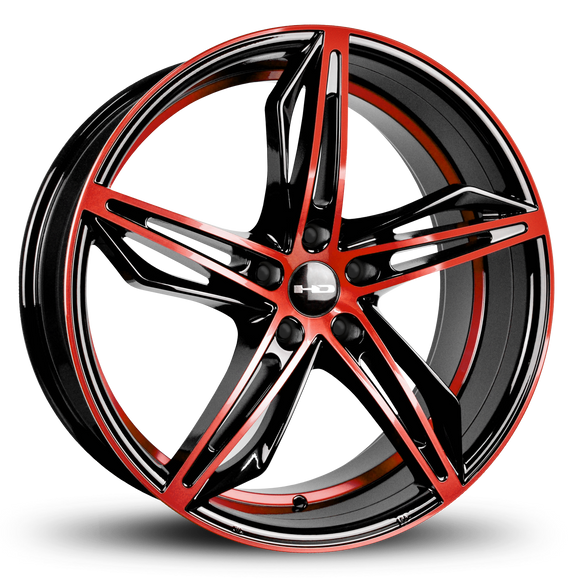 HD Wheels Fly Cutter 18x8 +35 5x114.3mm 73.1mm Gloss Red&BK/Machined Face