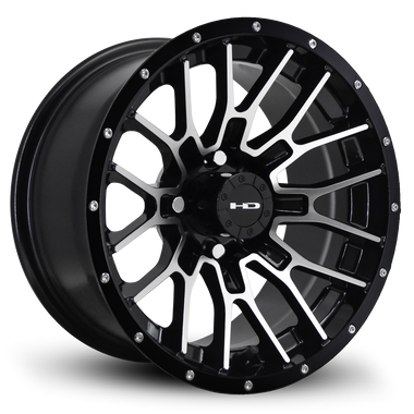 HD Golf RTC 12x7 -14 4x101.6mm 68.2mm Gloss Black/Mchnd Fc Blk Riv