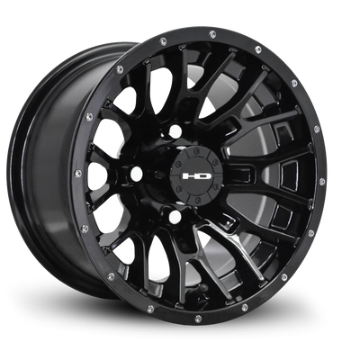 HD Golf RTC 14x7 -14 4x101.6mm 68.2mm Gloss Black w/Black Rivet