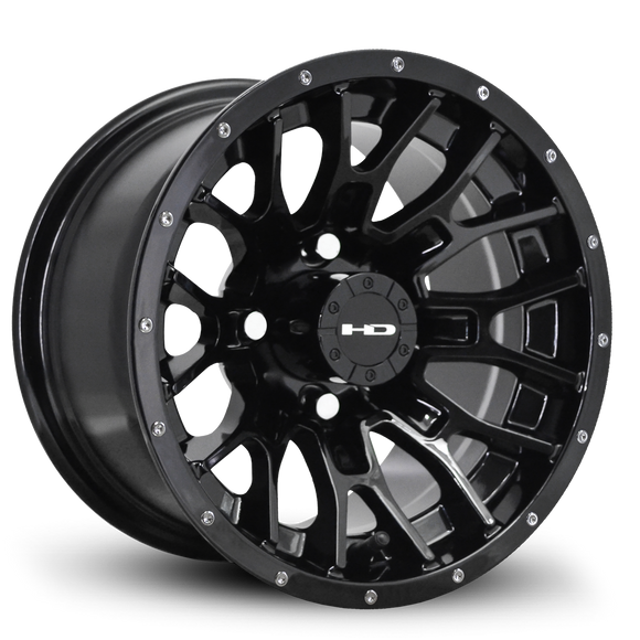 HD Golf RTC 14x7 -14 4x101.6mm 68.2mm Gloss Black w/Black Rivet