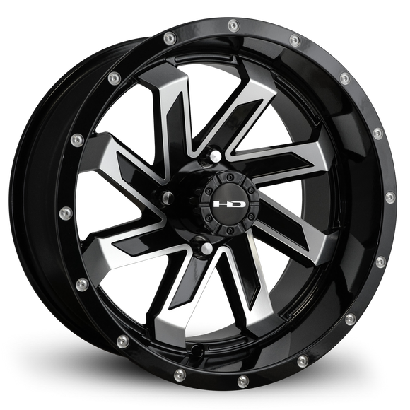 HD Golf Saw 14x7 -14 4x101.6mm 68.2mm Gloss Black/Mchnd Face w/Rvts