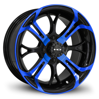 HD Golf Spinout 14x7 -10 4x101.6mm 68.2mm Gloss Blue&BK/Machined Face