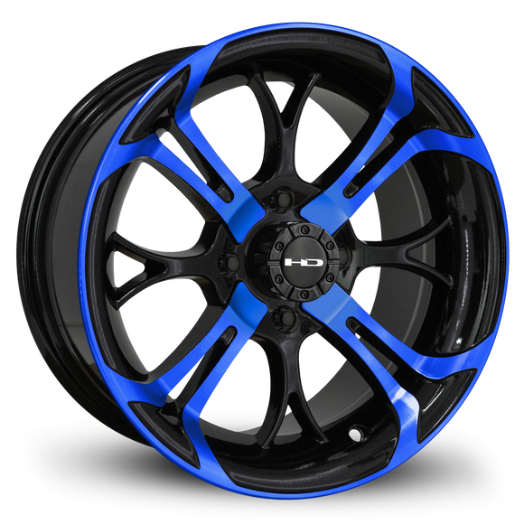 HD Golf Spinout 14x7 -10 4x101.6mm 68.2mm Gloss Blue&BK/Machined Face