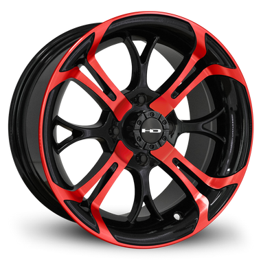 HD Golf Spinout 14x7 -10 4x101.6mm 68.2mm Gloss Red&BK/Machined Face