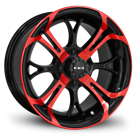 HD Golf Spinout 14x7 -10 4x101.6mm 68.2mm Gloss Red&BK/Machined Face