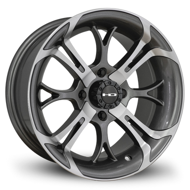 HD Golf Spinout 14x7 -10 4x101.6mm 68.2mm Gloss Gun Metal/Machined Face