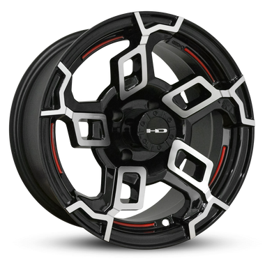 HD Golf Switch 14x7 -14 4x101.6mm 68.2mm Gloss Black/Mach Face&Redline