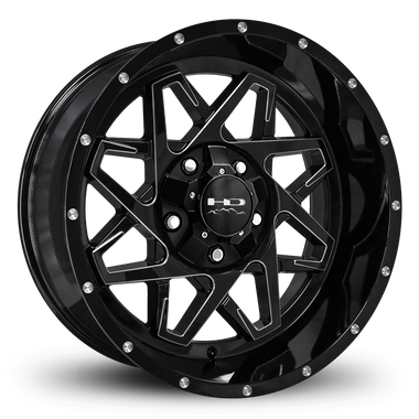 HD Offroad Caliber 20x10 -40 6x135/6x139.7mm 106.2mm Gloss Black/Milled Edge