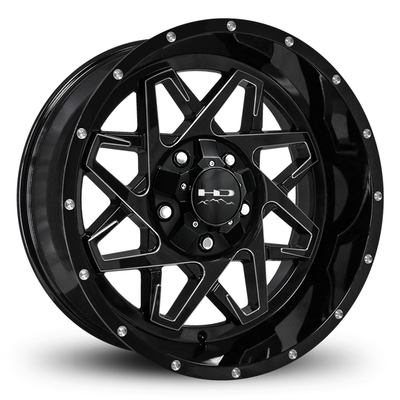 HD Offroad Caliber 20x10 -40 6x135/6x139.7mm 106.2mm Gloss Black/Milled Edge