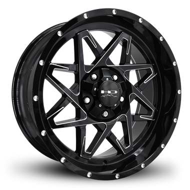 HD Offroad Caliber 20x9 +0 5x127/5x139.7mm 106.2mm Gloss Black/Milled Edge