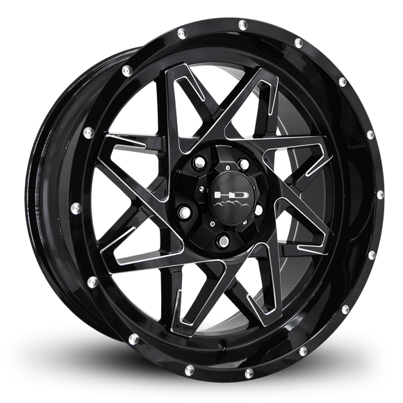 HD Offroad Caliber 20x9 +0 5x127/5x139.7mm 106.2mm Gloss Black/Milled Edge