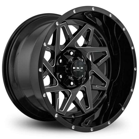 HD Offroad Caliber 20x12 -50 6x135/6x139.7mm 106.2mm Gloss Black/Milled Edge