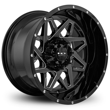 HD Offroad Caliber 20x12 -50 8x180mm 106.2mm Gloss Black/Milled Edge
