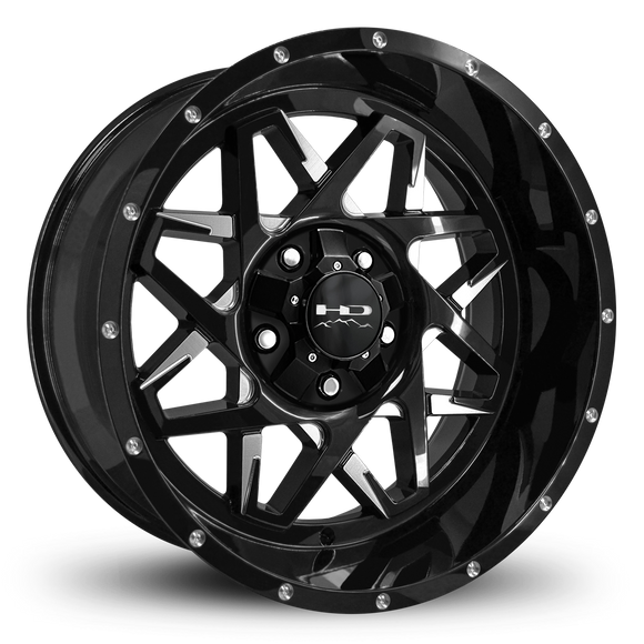HD Offroad Caliber 20x10 -25 5x127/5x139.7mm 78.1mm Gloss Black/Milled Face