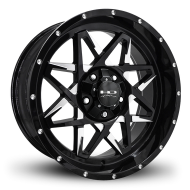 HD Offroad Caliber 20x9 +0 5x139.7/5x150mm 106.2mm Gloss Black/Milled Face