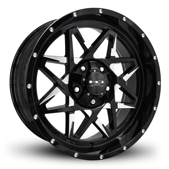 HD Offroad Caliber 20x9 +0 5x127/5x139.7mm 106.2mm Gloss Black/Milled Face