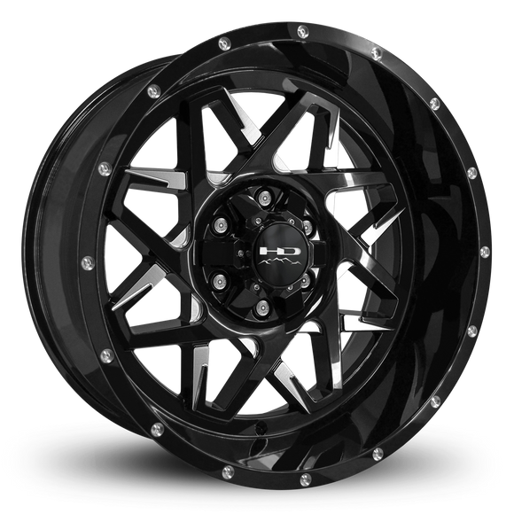 HD Offroad Caliber 20x10 -25 8x170mm 125mm Gloss Black/Milled Face