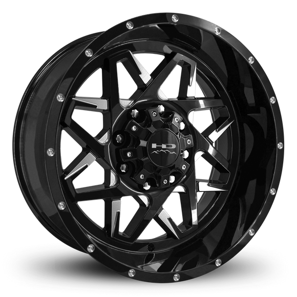 HD Offroad Caliber 20x10 -40 8x170mm 125mm Gloss Black/Milled Face