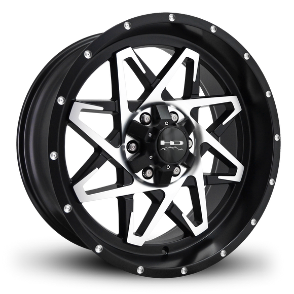 HD Offroad Caliber 20x9 -10 6x135/6x139.7mm 106.2mm Satin Black/Machined Face