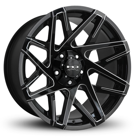 HD Offroad Canyon 20x10 -25 5x127/5x139.7mm 78.1mm Gloss Black/Milled Edge