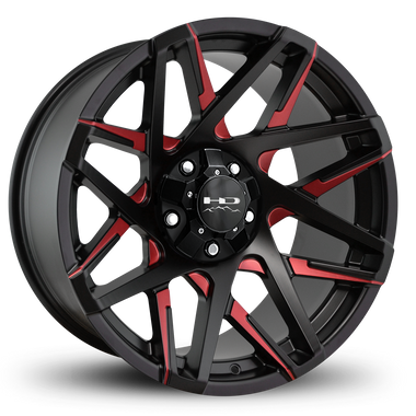 HD Offroad Canyon 20x10 -25 5x127/5x139.7mm 78.1mm Satin Red&BK/Milled Face