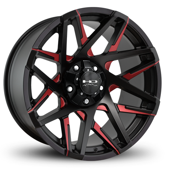 HD Offroad Canyon 20x10 -25 5x127/5x139.7mm 78.1mm Satin Red&BK/Milled Face