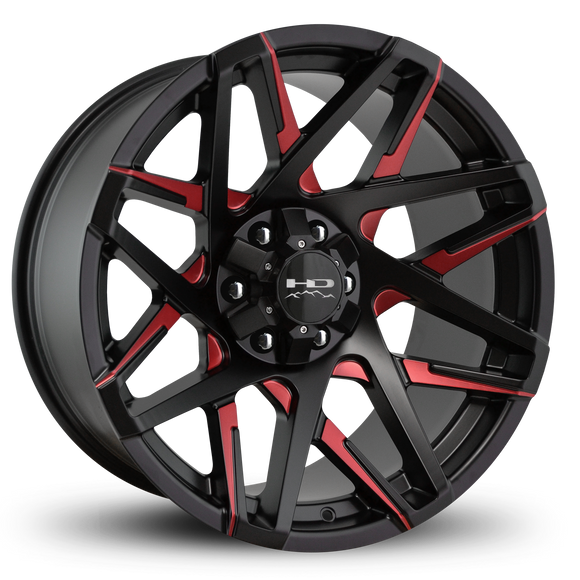 HD Offroad Canyon 20x10 -25 6x135/6x139.7mm 106.2mm Satin Red&BK/Milled Face