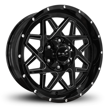HD Offroad Gridlock 20x9 -10 6x135/6x139.7mm 106.2mm Gloss Black/Milled Edge