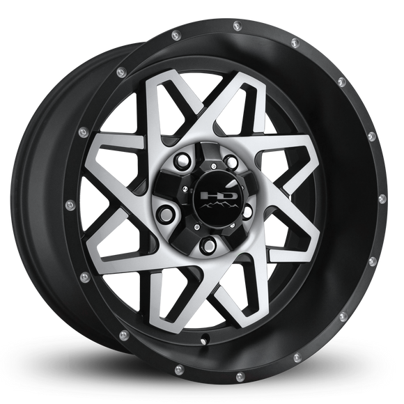 HD Offroad Gridlock 20x10 -25 5x127/5x139.7mm 106.2mm Satin Black/Machined Face