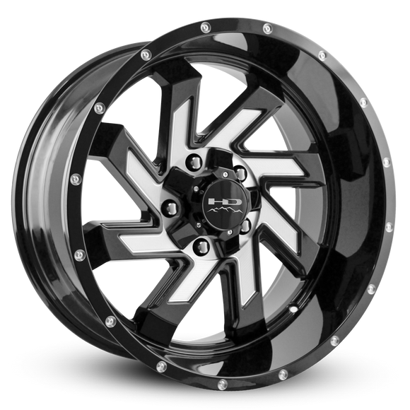 HD Offroad Saw 20x10 -25 5x127/5x139.7mm 78.1mm Gloss Black/Milled Face