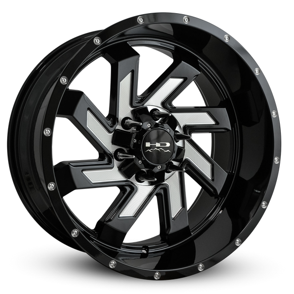 HD Offroad Saw 22x10 -10 6x135/6x139.7mm 106.2mm Gloss Black/Milled Face