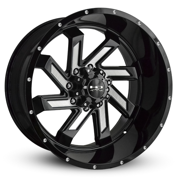 8x170mm Rims HD Offroad Saw 22x12 -44 8x170mm 125.1mm Gloss Black/Milled Face ...