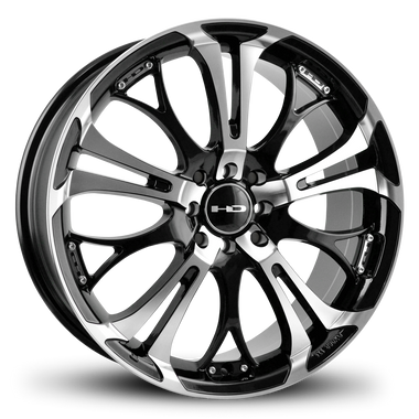 HD Wheels Spinout 17x7 +40 4x100/4x114.3mm 73.1mm Gloss Black/Machined Face