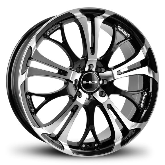 HD Wheels Spinout 16x7 +40 4x100/4x114.3mm 73.1mm Gloss Black/Machined Face