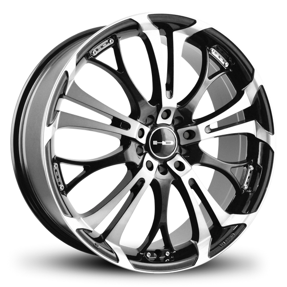 HD Wheels Spinout 18x7.5 +35 5x120/5x114.3mm 74.1mm Gloss Black/Machined Face
