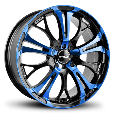 HD Wheels Spinout 17x7 +40 4x100/4x114.3mm 73.1mm Gloss Blue&BK/Machined Face