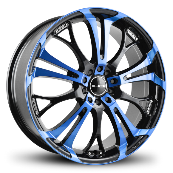 HD Wheels Spinout 16x7 +40 5x100/5x114.3mm 73.1mm Gloss Blue/Machined Face