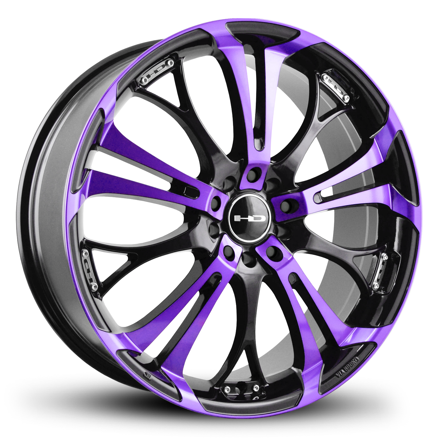 HD Wheels Spinout 20x8 +45 5x112/5x114.3mm 73.1mm Gloss Purple&BK/Mach ...