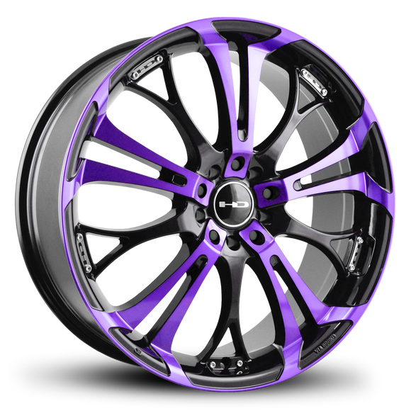 HD Wheels Spinout 20x8 +45 5x112/5x114.3mm 73.1mm Gloss Purple&BK/Machined Face