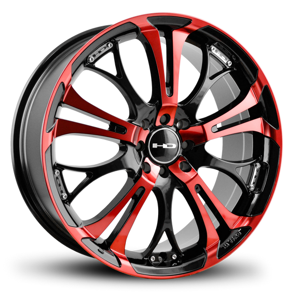 HD Wheels Spinout 18x7.5 +40 4x100/4x114.3mm 73.1mm Gloss Red&BK/Machined Face