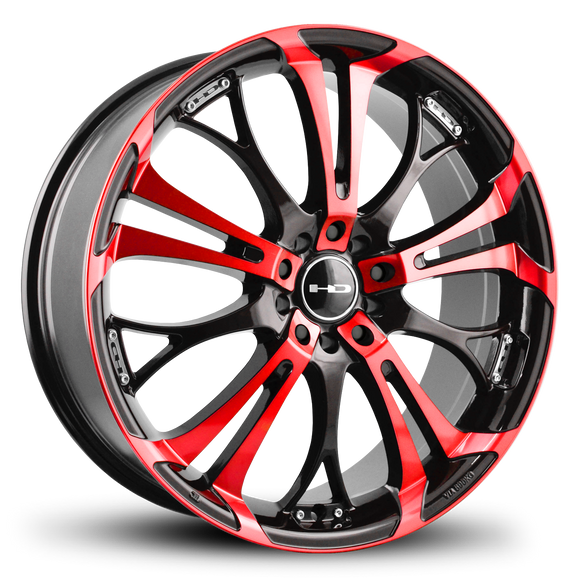 HD Wheels Spinout 18x7.5 +40 5x100/5x114.3mm 73.1mm Gloss Red&BK/Machined Face