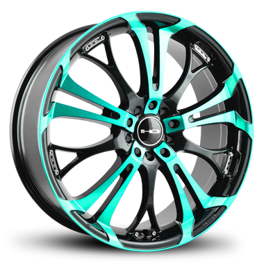 HD Wheels Spinout 18x7.5 +35 5x120/5x114.3mm 74.1mm Gloss Teal&BK/Machined Face