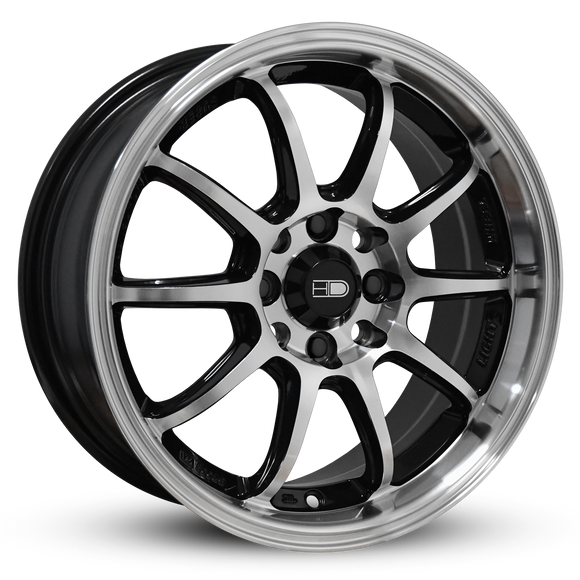 HD Wheels Clutch 15x6.5 +35 4x108mm/4x100 73.1mm Gloss Black w/Machined Face