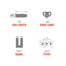 18 Inch MS250 Full Chisel Chains .325 Pitch .063 Gauge 68 DL For Stihl MS250C MS251 MS230 MS210 025 023 021 Chainsaw # 26RM3-68-7