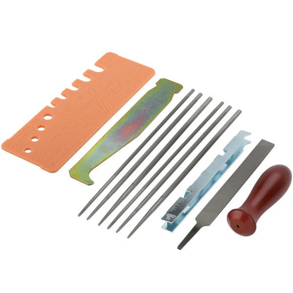 12-Pack Chainsaw Sharpening Kit W 5/32 3/16 7/32 1/8 11/64 13/64 inch Round Files Depth & Quick Check Gauge File Guide 6 Inch Flat File for Stihl