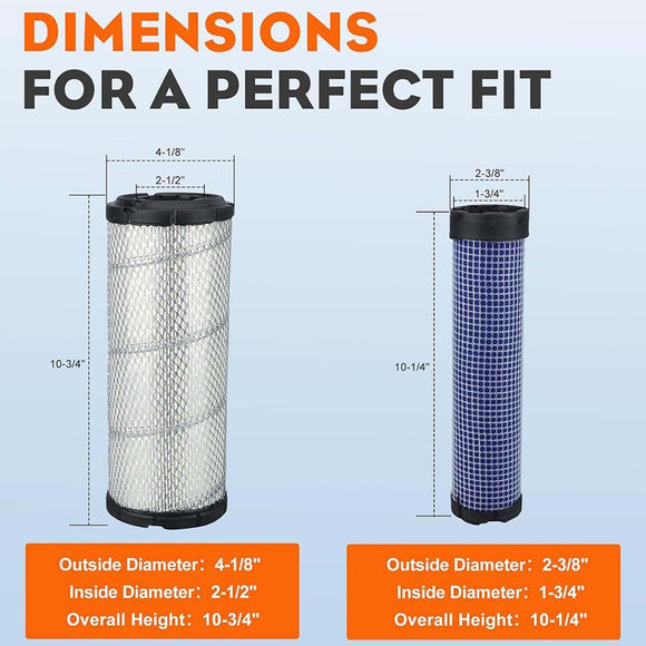 Hipa KH-25-083-01-S Air Filter for Kawasaki FX651V FX691V FX730V FX751V FX801V FX850V FD731V Engine Mower # 1013-7044 11013-7045