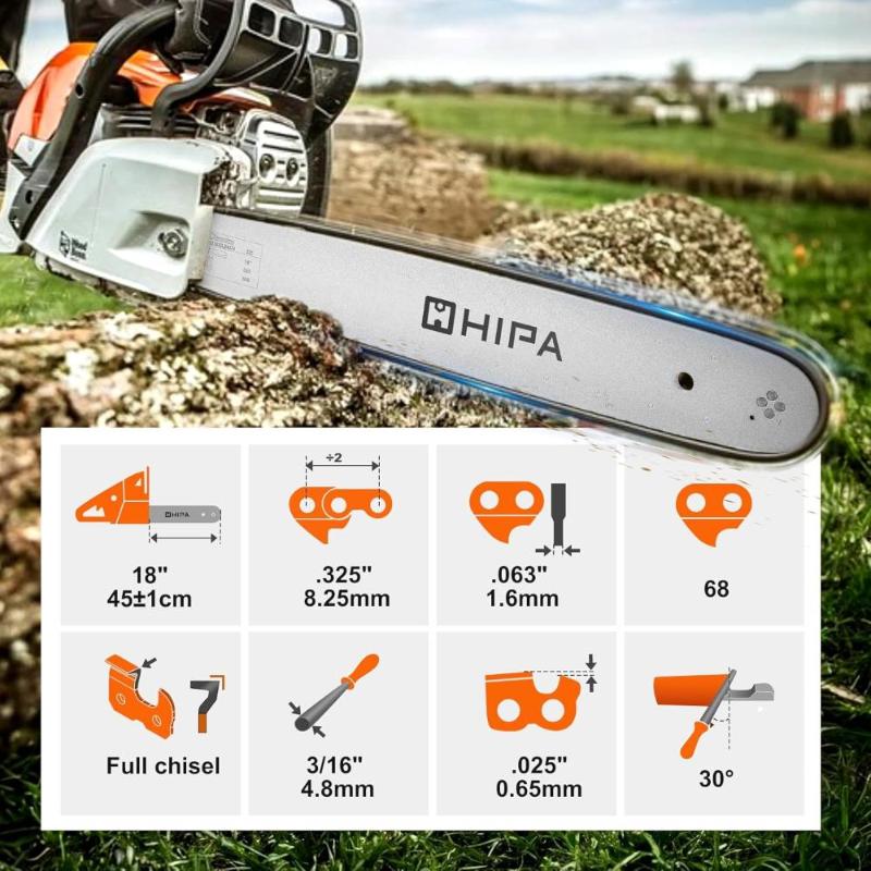 18 Inch MS250 Full Chisel Chains .325 Pitch .063 Gauge 68 DL For Stihl MS250C MS251 MS230 MS210 025 023 021 Chainsaw # 26RM3-68 - 0