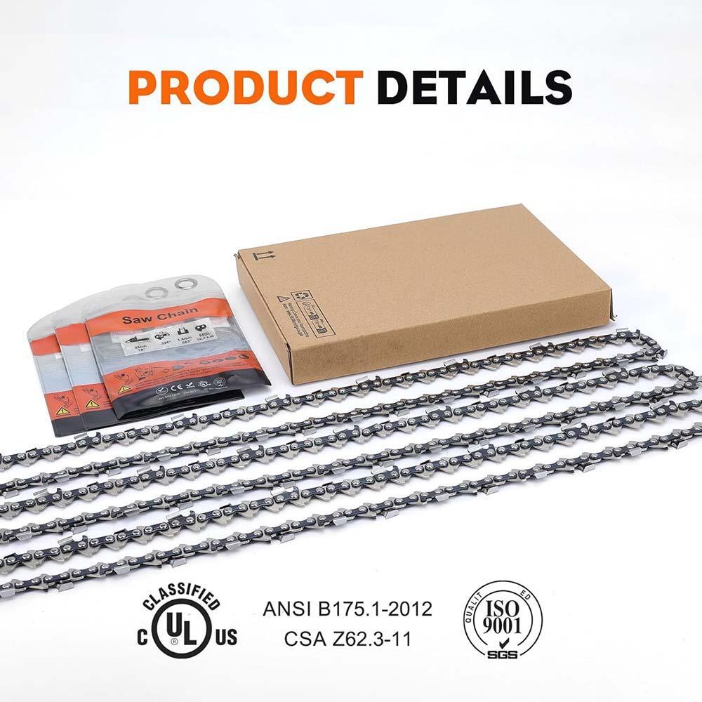 18 Inch MS250 Full Chisel Chains .325 Pitch .063 Gauge 68 DL For Stihl MS250C MS251 MS230 MS210 025 023 021 Chainsaw # 26RM3-68