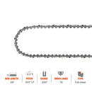 20 Inch Chain .325 Pitch .050 Gauge 78 DL For Oregon H78 M78 Husqvarna 235 240 440 136 141 142 Jonsered CS 2255 2250 Chainsaw Full Chisel-8
