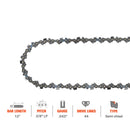 Hipa 12 Inch Chain 3/8 LP .043 Gauge 44 DL For Oregon R44 Advance Cut Echo PPT-230 PPF-210 PPF-211 Stihl MS170 MS180C Shindaiwa P230 P231 Pole Saw Chainsaw-3